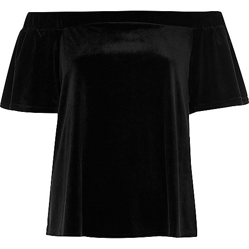 jacques-vertuk Black velvet bardot top 694483 women Tops