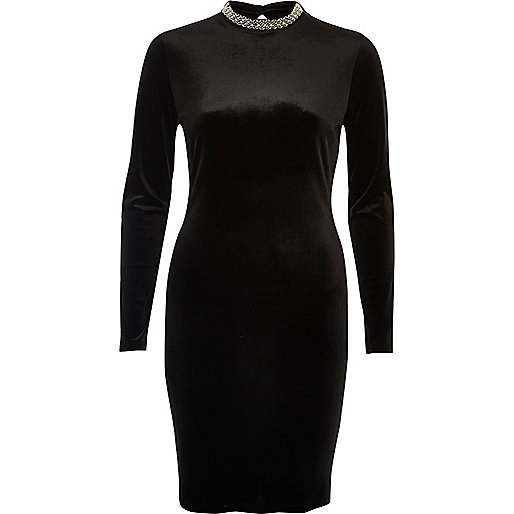 jacques-vertuk Black velvet embellished mini dress 693474 women Dresses