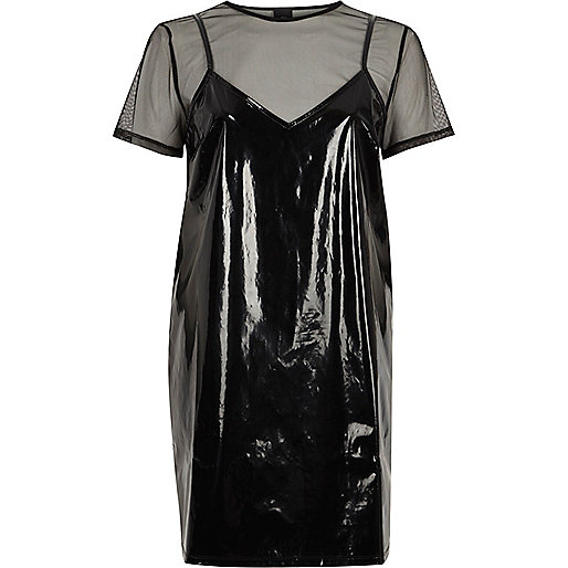 river island layered dress,jacques-vertuk Shop Black vinyl and mesh T-shirt dress women 706145