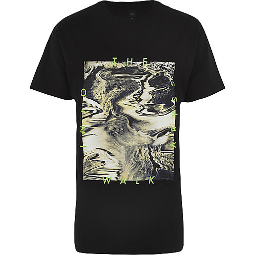 jacques-vertuk Black 'walk into the abyss' oil print T-shirt 303874 men T-Shirts / Vests Print T-Shirts