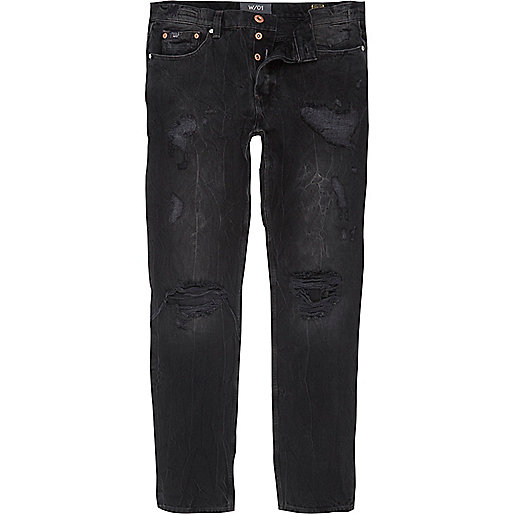 jacques-vertuk Black wash ripped fade Sid skinny warp jeans 301616 men Jeans Skinny Jeans