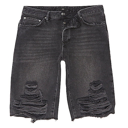 jacques-vertuk Black wash ripped knee denim shorts 301963 men Shorts