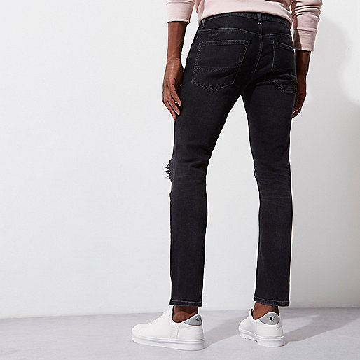 river island kaia jeans,jacques-vertuk Outlet Black wash ripped Sid skinny jeans men 298814