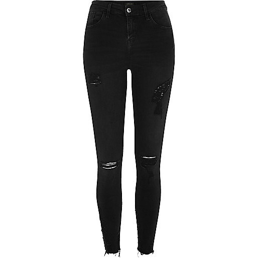 jacques-vertuk Black washed Amelie super skinny ripped jeans 692406 women Jeans Skinny Jeans