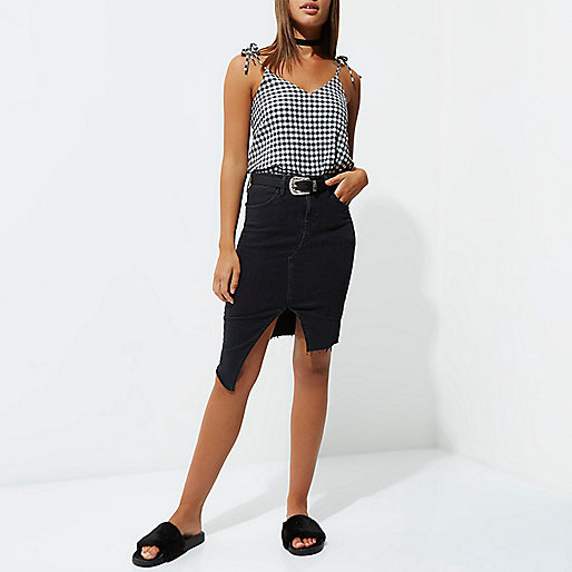 river island zebra print bag,jacques-vertuk Shoes Online Ireland Black washed asymmetric denim skirt Skirts Sale women