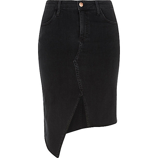 river island xmas dresses,jacques-vertuk South Africa Black washed asymmetric denim skirt women 704074