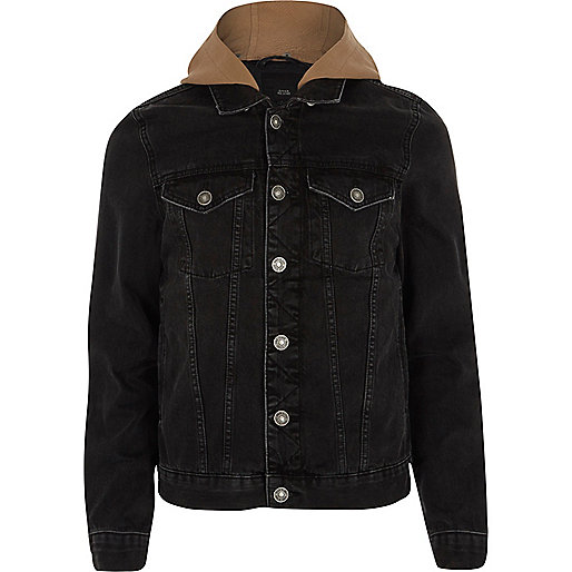 jacques-vertuk Black washed denim camel hooded jacket 302336 men Coats / Jackets Jackets