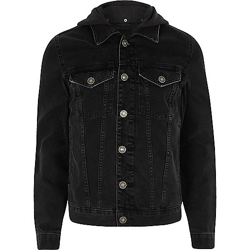 jacques-vertuk Black washed denim hooded jacket 302335 men Coats / Jackets Jackets