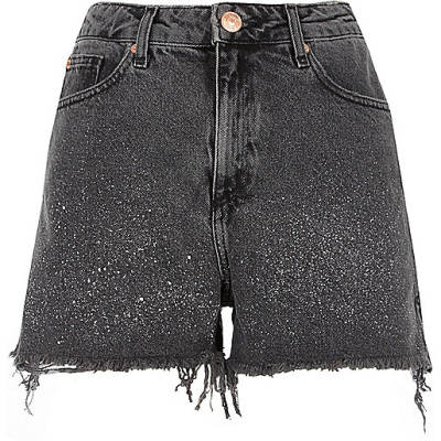 river island dr martens,jacques-vertuk New Stock Black washed paint splatter denim shorts Vacation Shop Sale women