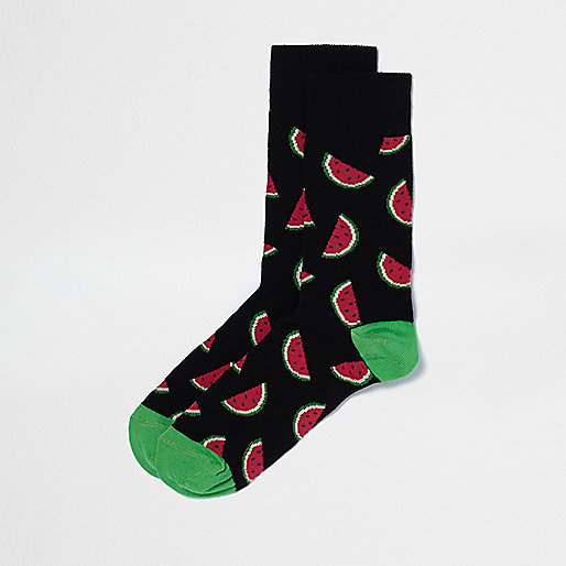 jacques-vertuk Black watermelon print ankle socks 299594 men Underwear Socks