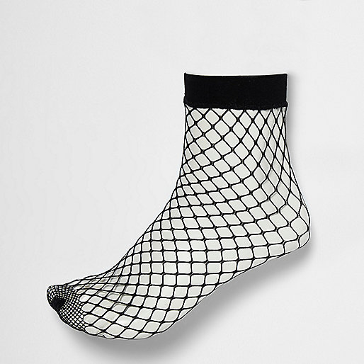 jacques-vertuk Black wide fishnet ankle socks 705850 women Tights & Socks