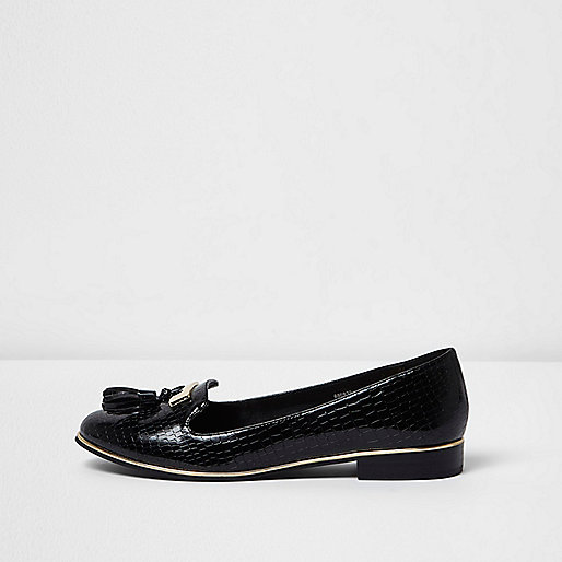 river island gold sandals,jacques-vertuk South Africa Black wide fit patent croc tassel loafers women 698619