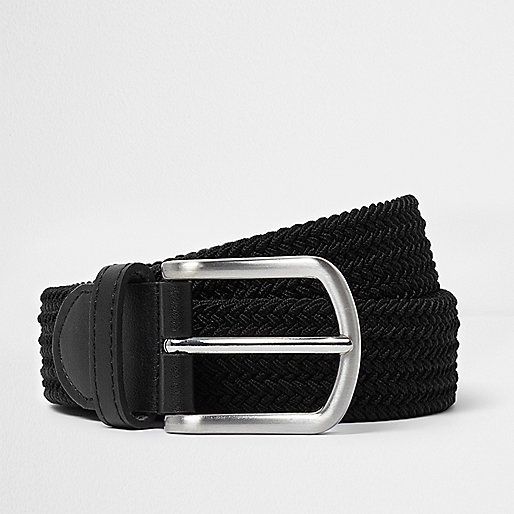 river island skinny stretch sid,New At jacques-vertuk Black woven belt Belts Accessories men