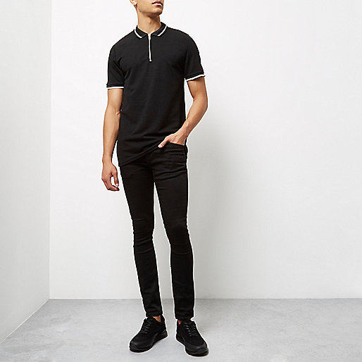 river island tall,jacques-vertuk UK Sale Black zip placket polo shirt men 298181