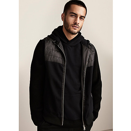 long coat river island,jacques-vertuk UK Black zip-up vest men 303273