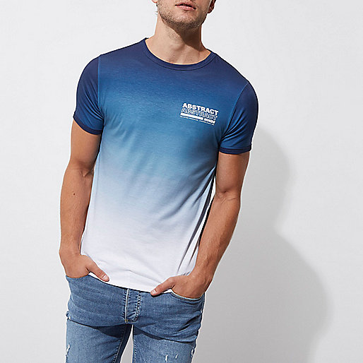 river island next day delivery,Kids Shoes jacques-vertuk Blue 'abstract' fade print muscle fit T-shirt T-shirts T-Shirts / Tanks men