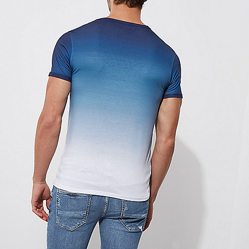 river island next day delivery,Kids Shoes jacques-vertuk Blue 'abstract' fade print muscle fit T-shirt T-shirts T-Shirts / Tanks men