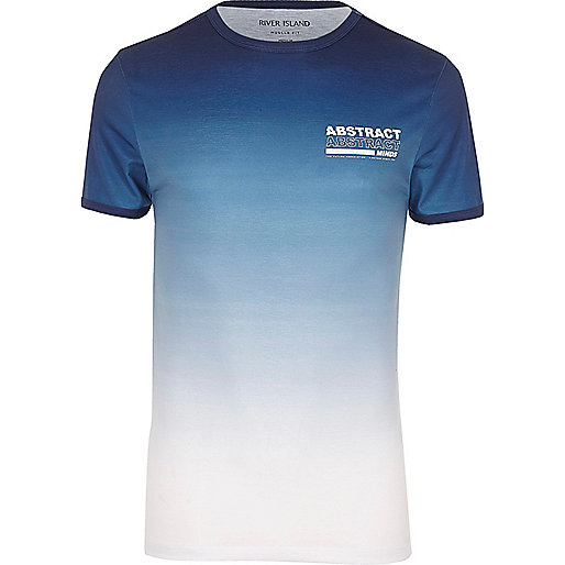 river island next day delivery,Kids Shoes jacques-vertuk Blue 'abstract' fade print muscle fit T-shirt T-shirts T-Shirts / Tanks men