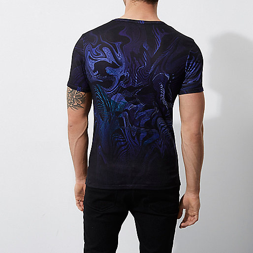 black ri embossed slouch bag,jacques-vertuk London Blue abstract glitch muscle fit T-shirt men 301745