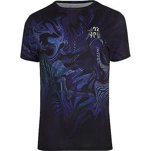 jacques-vertuk Blue abstract glitch muscle fit T-shirt 301745 men T-Shirts / Vests T-shirts