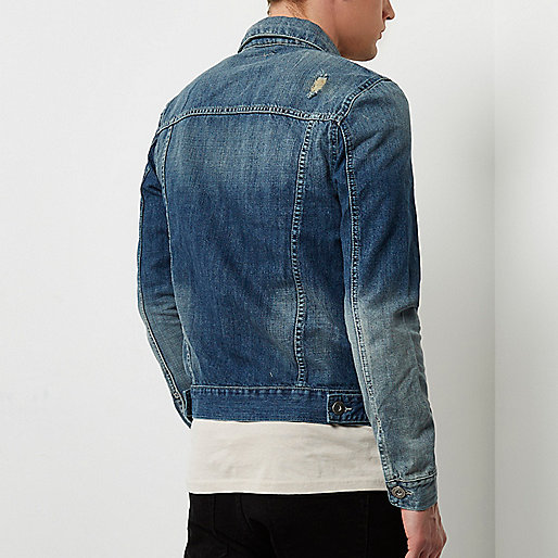 river island sale womens,jacques-vertuk Stores Blue acid wash distressed denim jacket men 298295