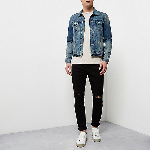 river island sale womens,jacques-vertuk Stores Blue acid wash distressed denim jacket men 298295