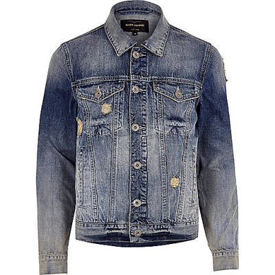 river island sale womens,jacques-vertuk Stores Blue acid wash distressed denim jacket men 298295