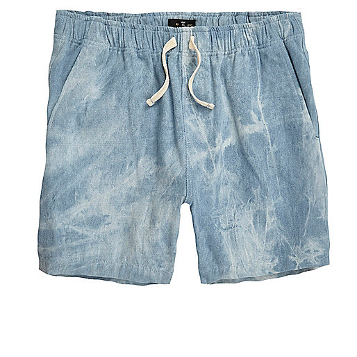 jacques-vertuk Blue acid wash woven shorts 301295 men Shorts