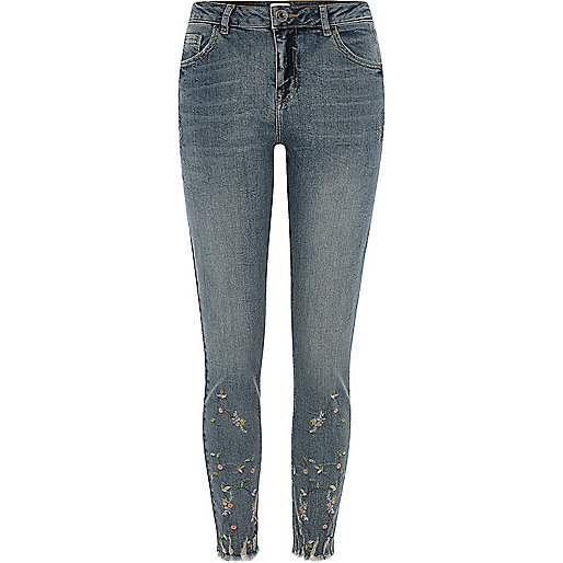 jacques-vertuk Blue Alannah embroidered relaxed skinny jeans 704979 women Jeans Skinny Jeans