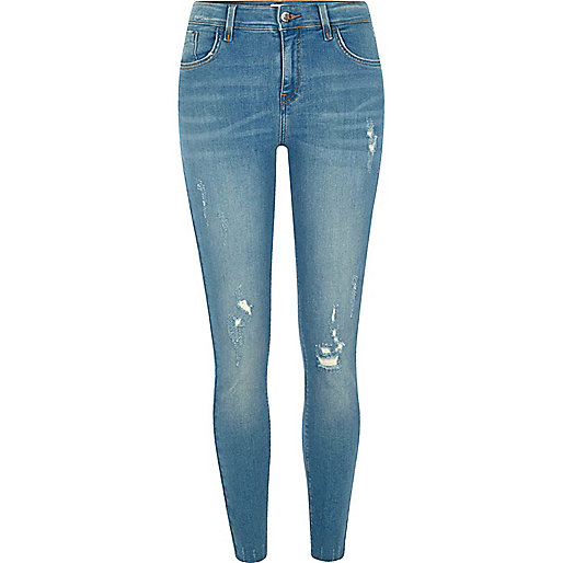 jacques-vertuk Blue Amelie distressed super skinny jeans 702155 women Jeans Skinny Jeans