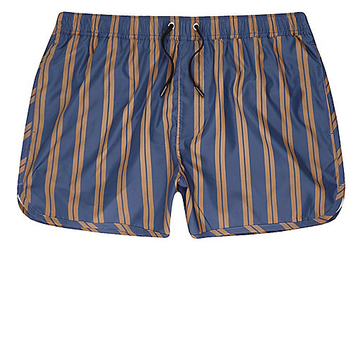 jacques-vertuk Blue and camel stripe runner swim trunks 302139 men Shorts