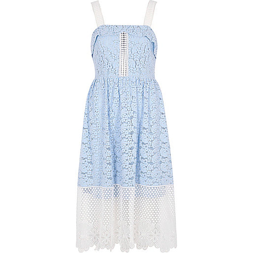 jacques-vertuk Blue and white lace midi dress 696368 women RI Limited Edition