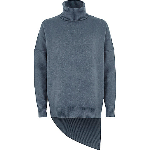 jacques-vertuk Blue asymmetric hem roll neck sweater 705310 women Knitwear Jumpers