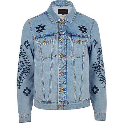 river island knitted dress,jacques-vertuk Online Blue aztec print denim jacket men 301167