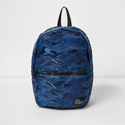 jacques-vertuk Blue camo print packable backpack 299875 men Bags Backpacks