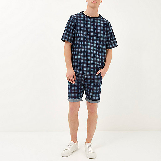 river island christmas tops,jacques-vertuk Shop On Line Blue check short sleeve t-shirt T-Shirts / Tanks Sale men