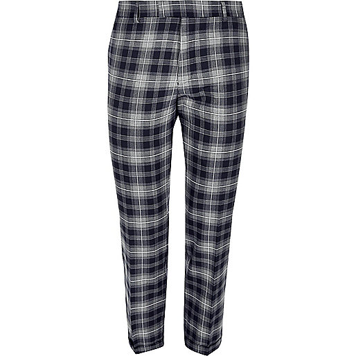 jacques-vertuk Blue check skinny fit cropped suit pants 299537 men Suits