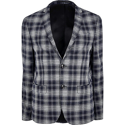 jacques-vertuk Blue check skinny fit suit jacket 299536 men Suits