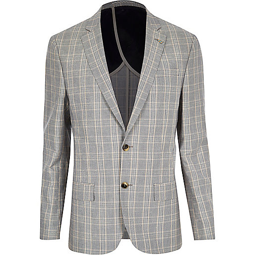 jacques-vertuk Blue check slim blazer 292676 men Coats / Jackets