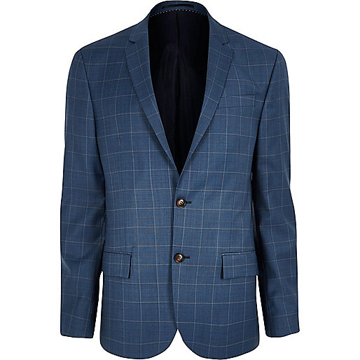 jacques-vertuk Blue check slim fit suit jacket 296561 men Suits