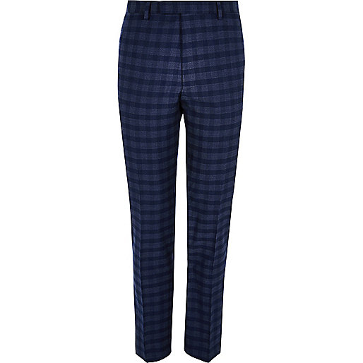 jacques-vertuk Blue check slim fit suit pants 299152 men Suits Suit Trousers