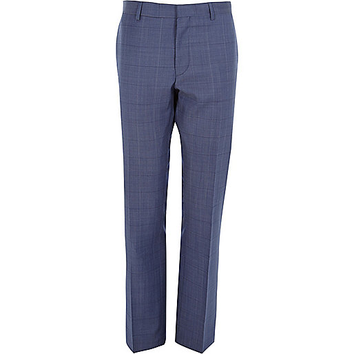 jacques-vertuk Blue check wool-blend slim suit pants 285658 men Suits