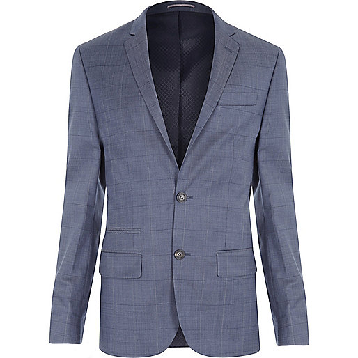 jacques-vertuk Blue checked slim suit jacket 285657 men Suits