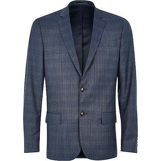 jacques-vertuk Blue checked slim Travel Suit jacket 293401 men Suits