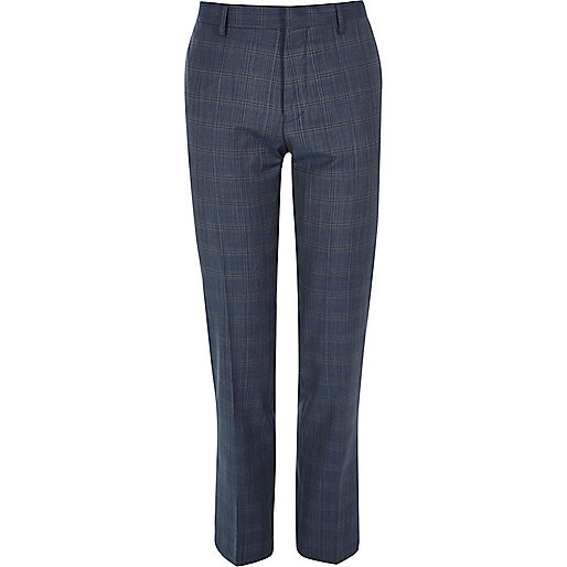 jacques-vertuk Blue checked slim Travel Suit pants 293402 men Suits