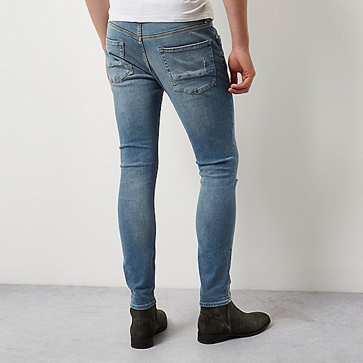 river island plus size clothing,jacques-vertuk London Blue Danny ripped knee super skinny jeans men 300620