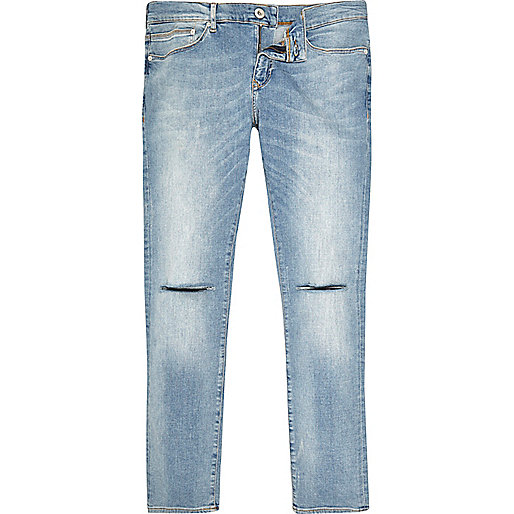 river island plus size clothing,jacques-vertuk London Blue Danny ripped knee super skinny jeans men 300620