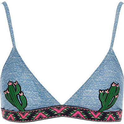 river island wide fit patent boots,jacques-vertuk Online Blue denim cactus triangle bikini top women 696591