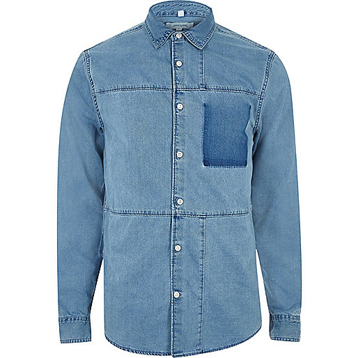 river island white broderie shirt dress,jacques-vertuk Outlet Blue denim panel shirt men 296703