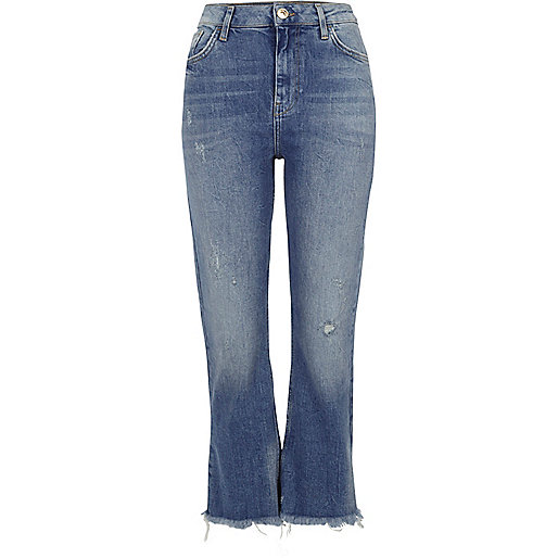 river island sales 2022,jacques-vertuk Shop Blue distressed cropped flared jeans women 701180